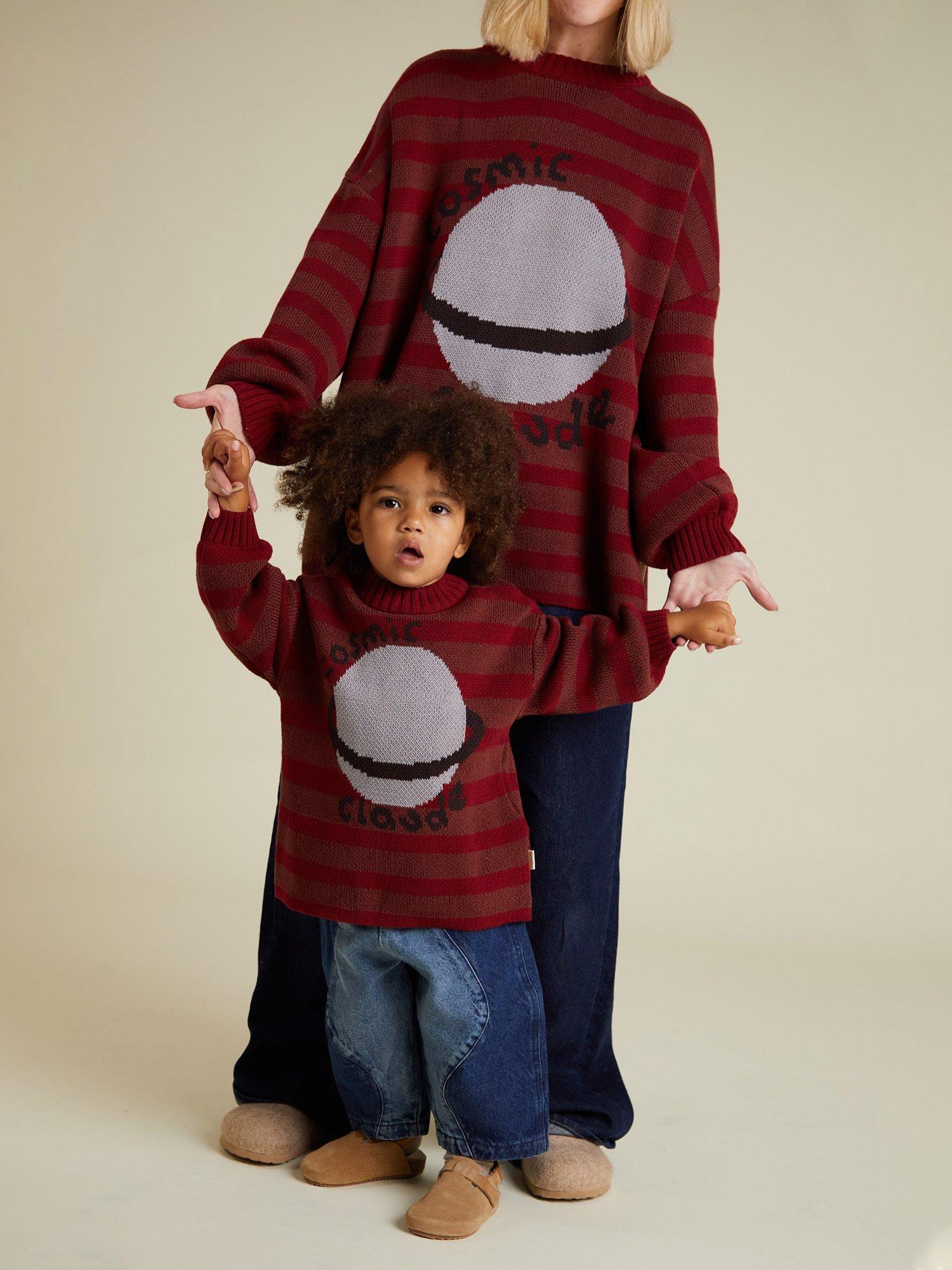 Product image 4 of 5, which shows Claude & Co Kids' Saturn Relaxed Sweater, Maroon, 2-3 years