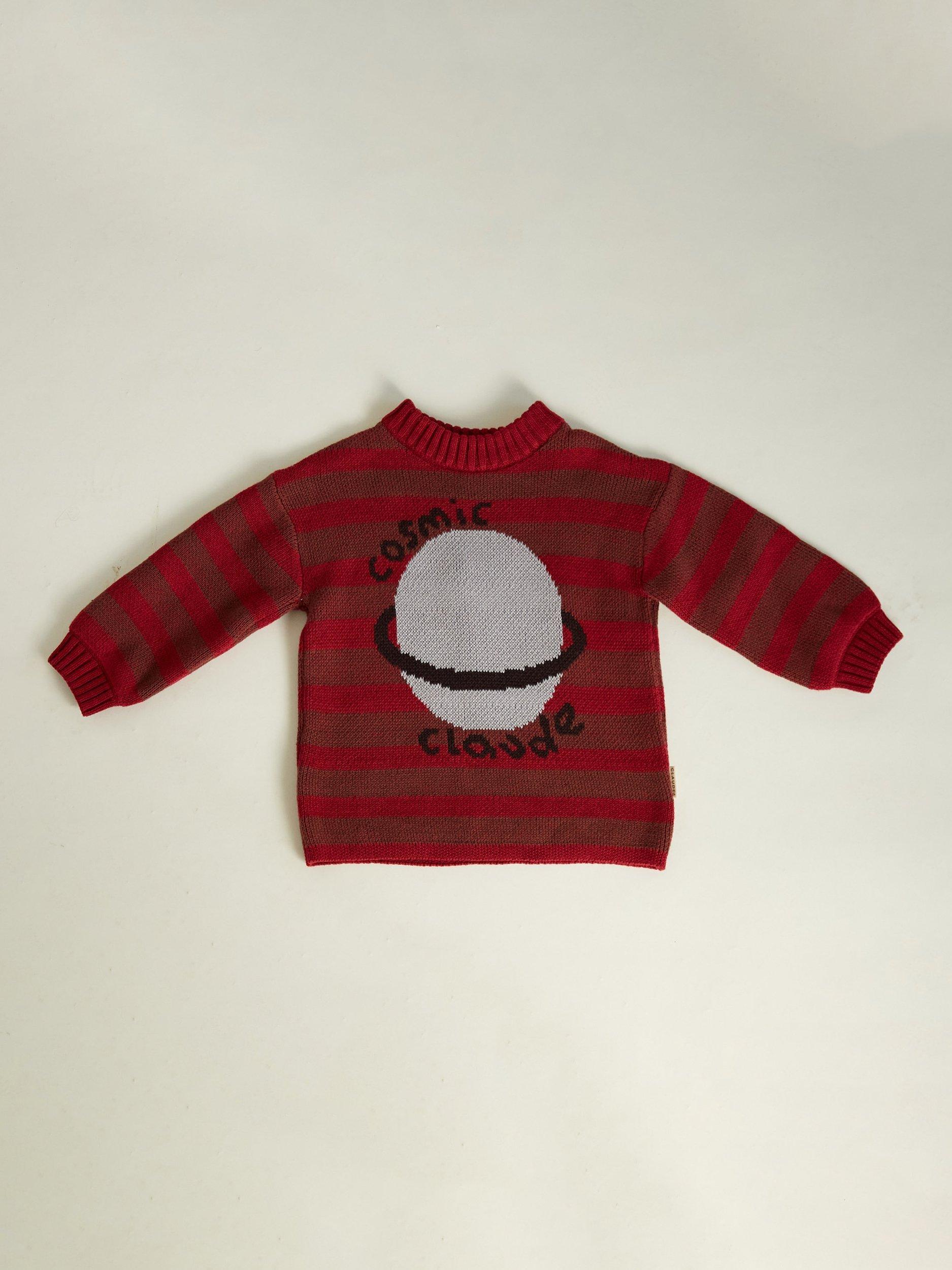 Product image 5 of 5, which shows Claude & Co Kids' Saturn Relaxed Sweater, Maroon, 2-3 years