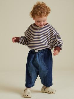 Claude & Co Kids' Jamie Cotton Relaxed Long Sleeved T-Shirt, Stripe, Stripe