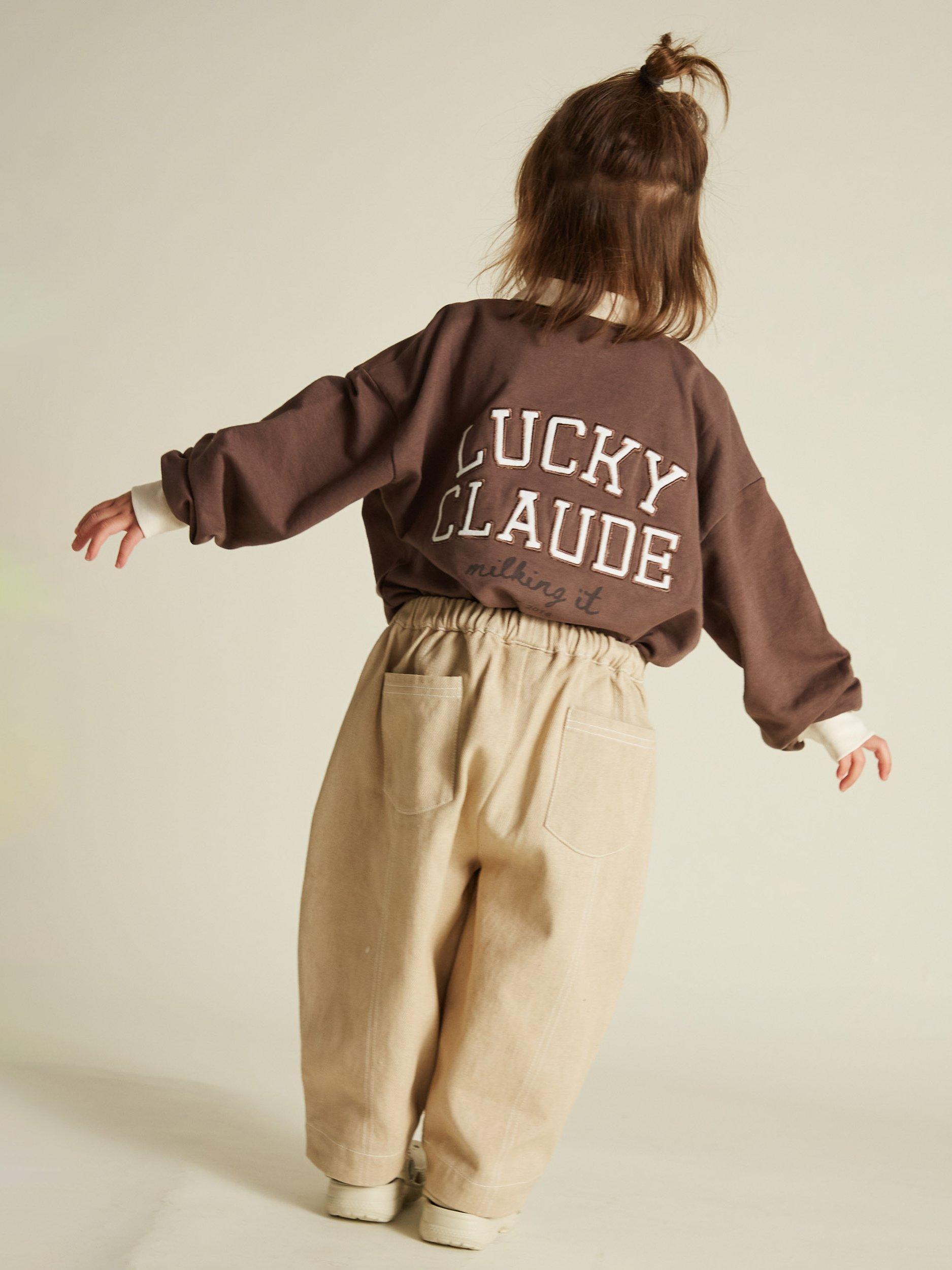 Product image 3 of 4, which shows Claude & Co Kids' Sacha Relaxed Trousers, Sand, 4-5 years