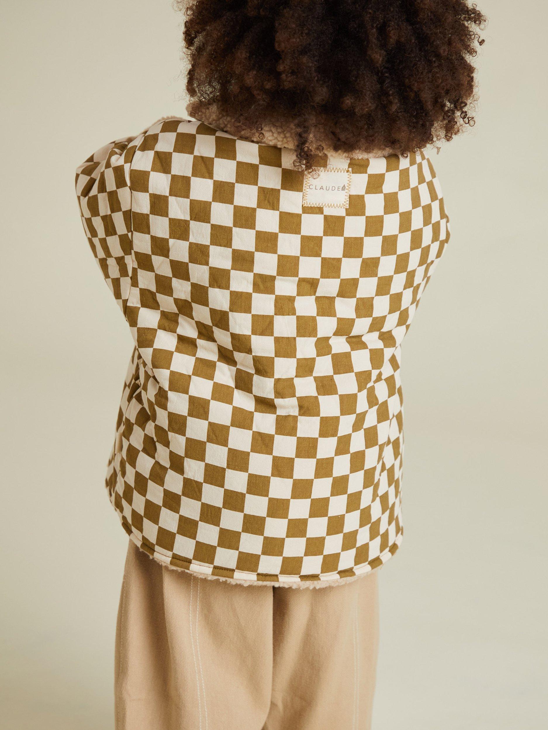 Product image 3 of 5, which shows Claude & Co Kids' Emery Oversized Checkerboard Coat, Coco, 5-6 years