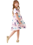 Angel & Rocket Kids' Cotton Asymmetric Floral Print Dress, Multi