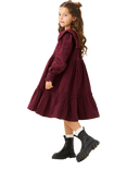Angel & Rocket Kids' Bow Collar Cord Dress, Burgundy