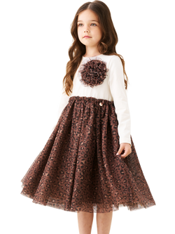 Angel & Rocket Kids' Corsage Mesh Dress, Natural, Natural