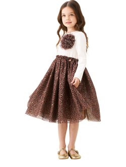 Angel & Rocket Kids' Corsage Mesh Dress, Natural - view 2, Natural