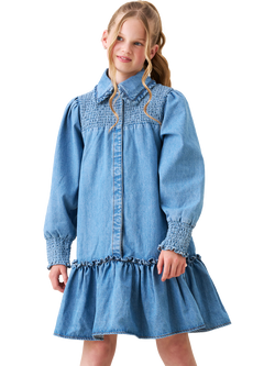 Angel & Rocket Kids' Denim Shirt Dress, Blue, Blue