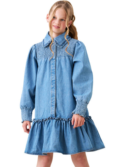 Angel & Rocket Kids' Denim Shirt Dress, Blue, Blue