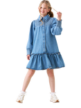 Angel & Rocket Kids' Denim Shirt Dress, Blue