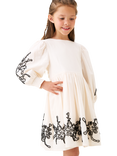 Angel & Rocket Kids' Embroidered Balloon Sleeve Dress, Ivory