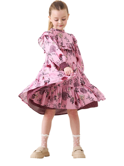 Angel & Rocket Kids' Frill Print Dress, Pink