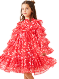 Angel & Rocket Kids' Frill Print Dress, Red