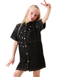 Angel & Rocket Kids' Gem Embroidered Denim Dress, Black