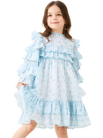 Angel & Rocket Kids' Leo Frill Dress, Blue