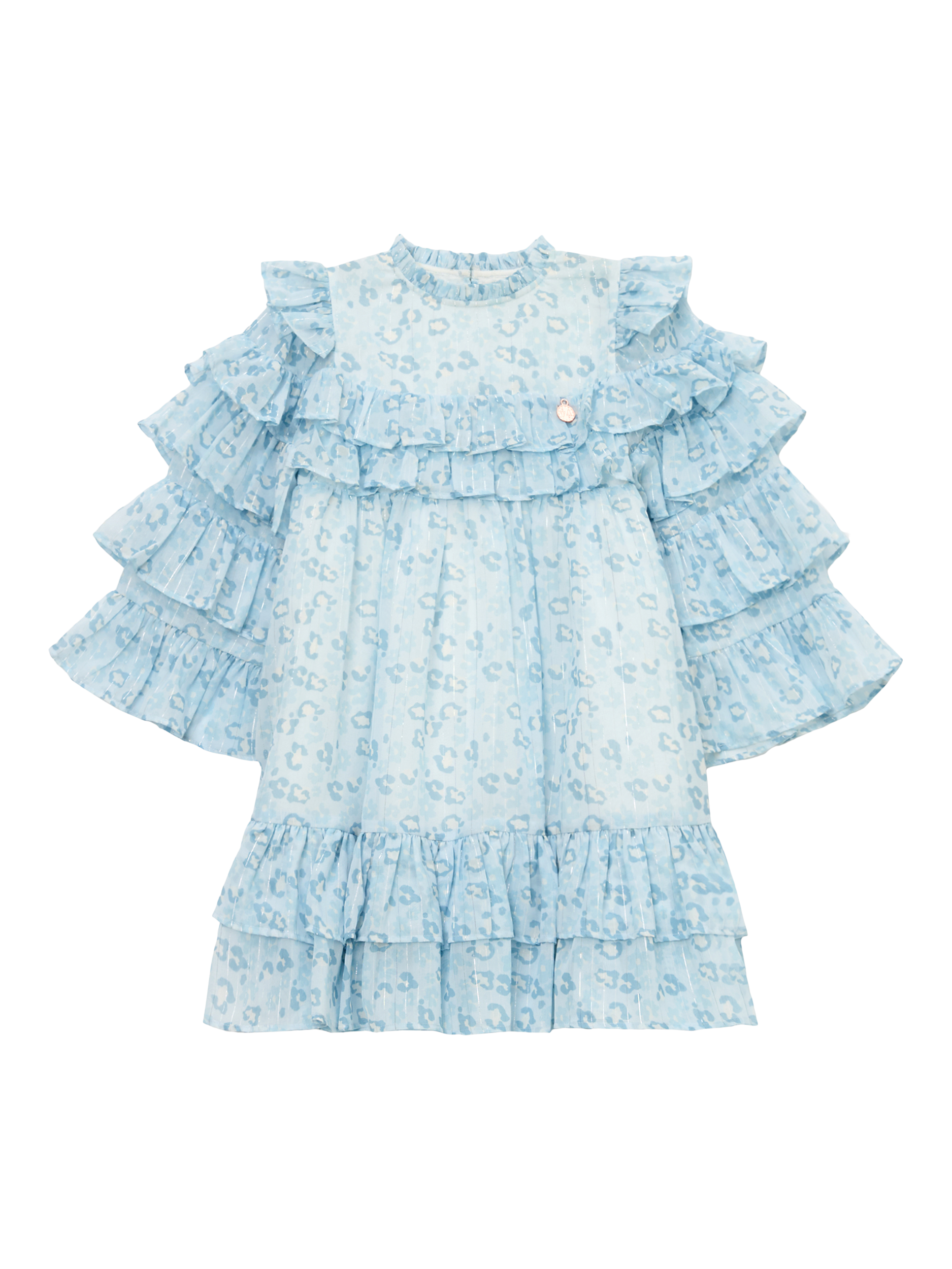 Product image 7 of 9, which shows Angel & Rocket Kids' Leo Frill Dress, Blue, 3 years