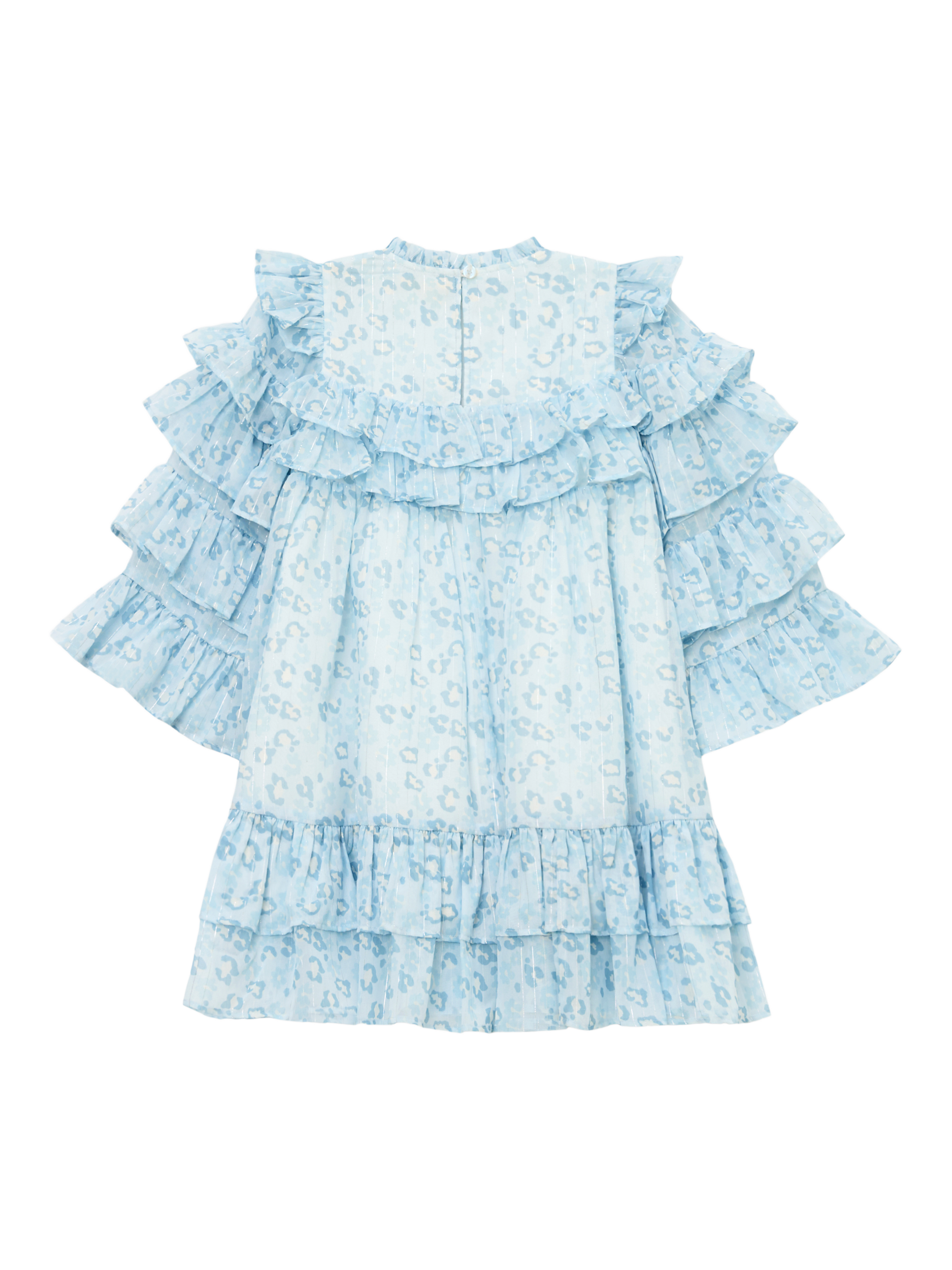 Product image 8 of 9, which shows Angel & Rocket Kids' Leo Frill Dress, Blue, 3 years