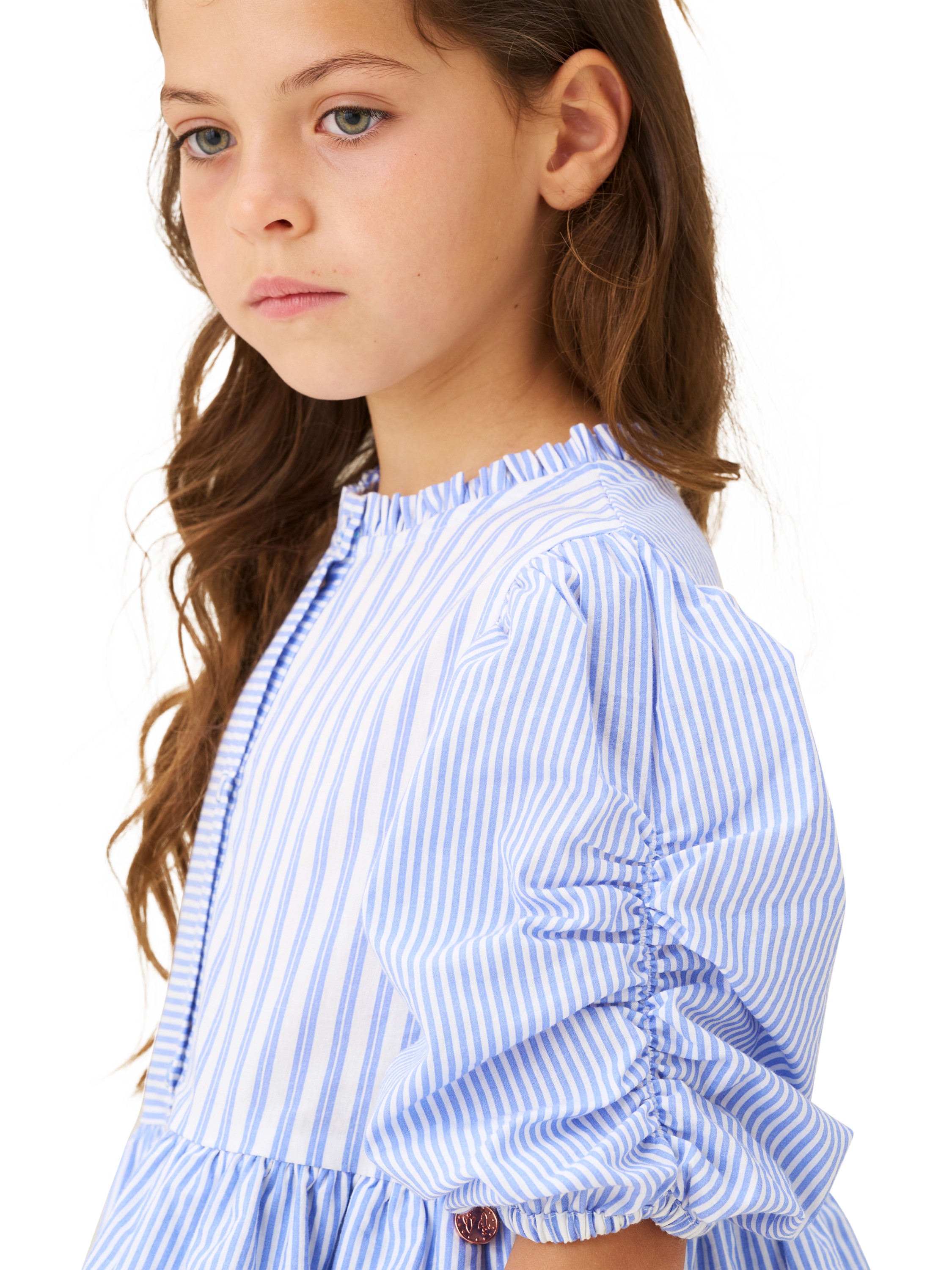 Product image 5 of 8, which shows Angel & Rocket Kids' Mixed Stripe Dress, Blue, 3 years