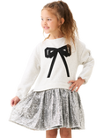 Angel & Rocket Kids' Sequin Skirt Sweatshirt Dress, Silver