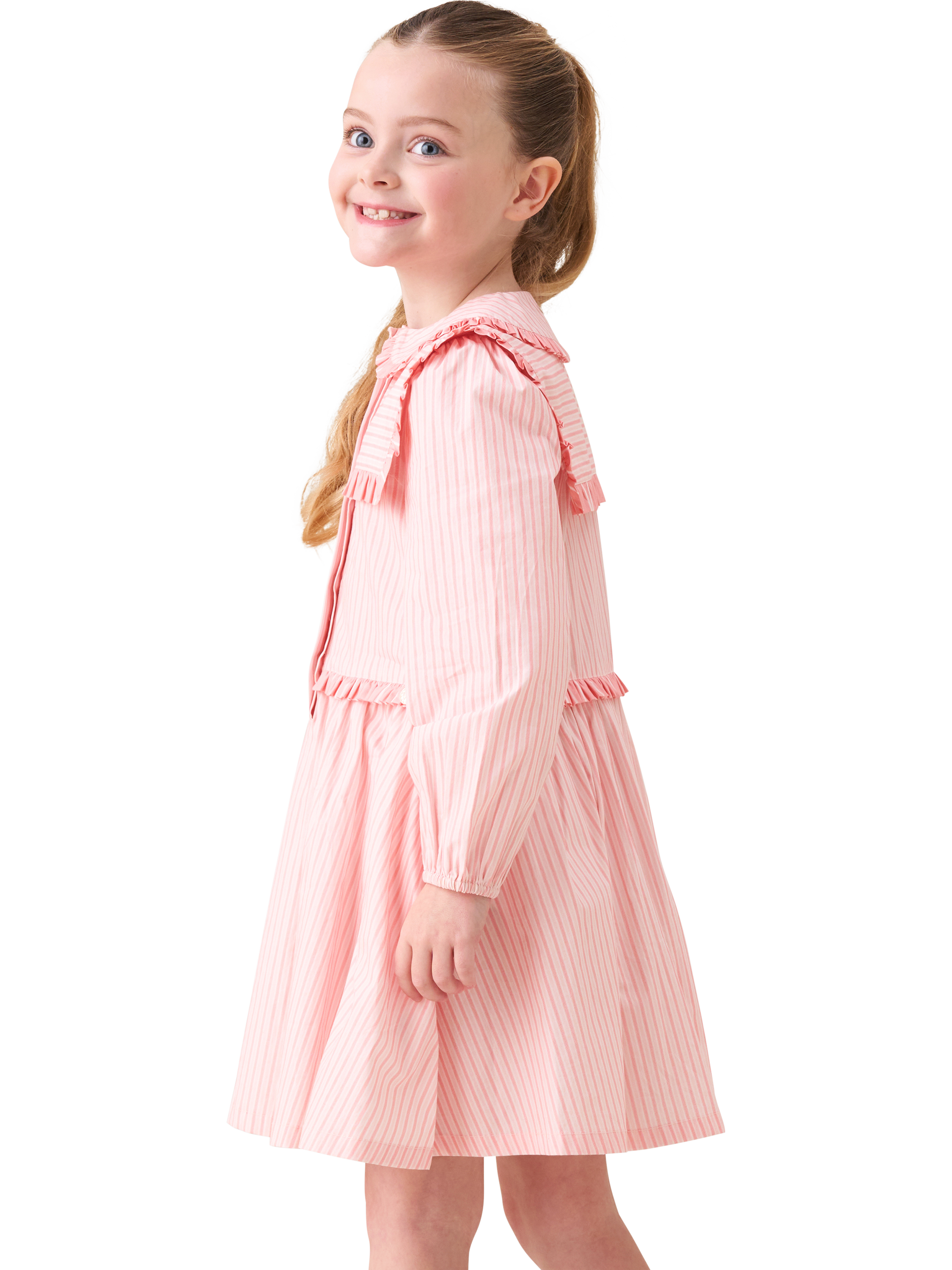 Product image 4 of 5, which shows Angel & Rocket Kids' Frankie Stripe Shirt Dress, Pink, 3 years