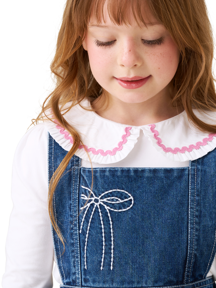 Angel & Rocket Kids' Peter Pan Collared Top, White - view 2, White