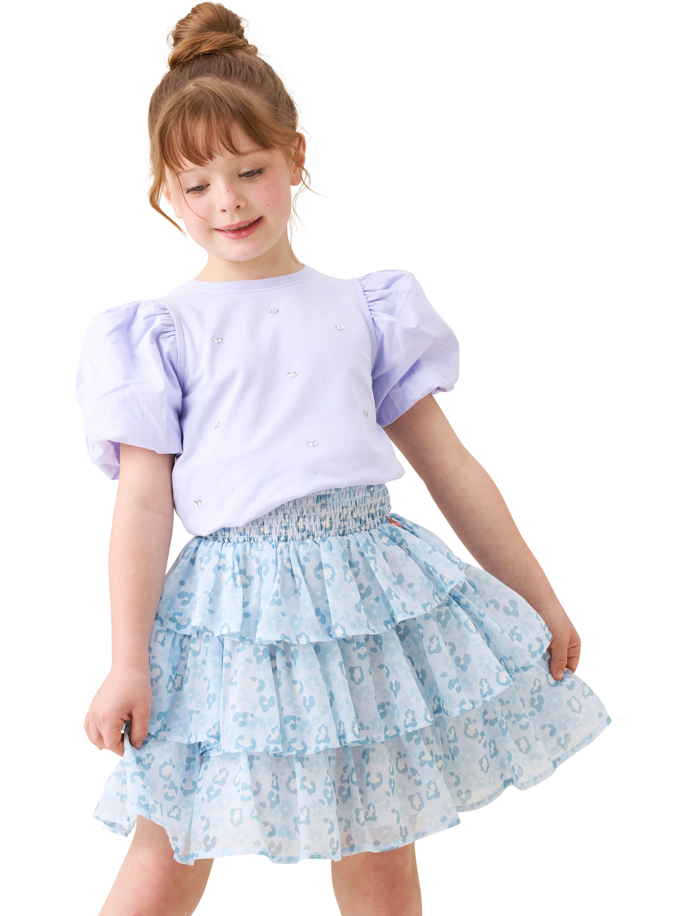 Product image 2 of 6, which shows Angel & Rocket Tiered RaRa Leopard Print Skirt, Blue, 3 years