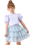 Angel & Rocket Tiered RaRa Leopard Print Skirt, Blue