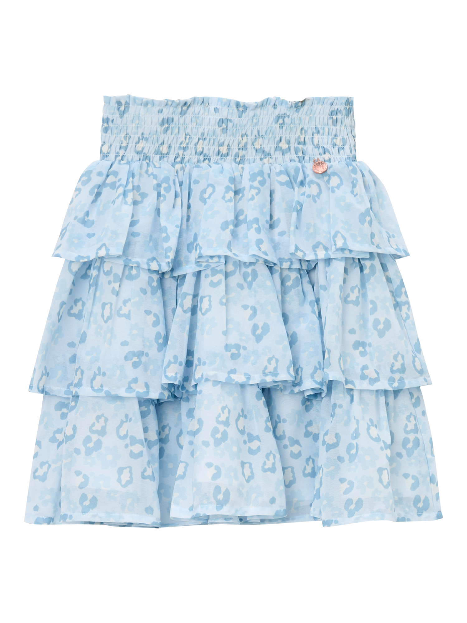 Product image 4 of 6, which shows Angel & Rocket Tiered RaRa Leopard Print Skirt, Blue, 3 years