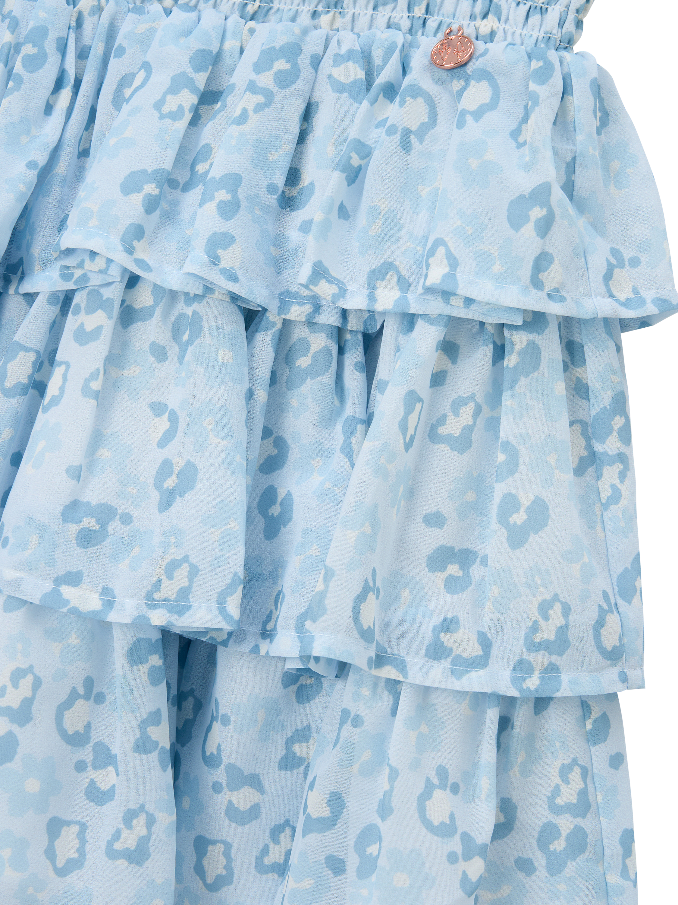 Product image 6 of 6, which shows Angel & Rocket Tiered RaRa Leopard Print Skirt, Blue, 3 years