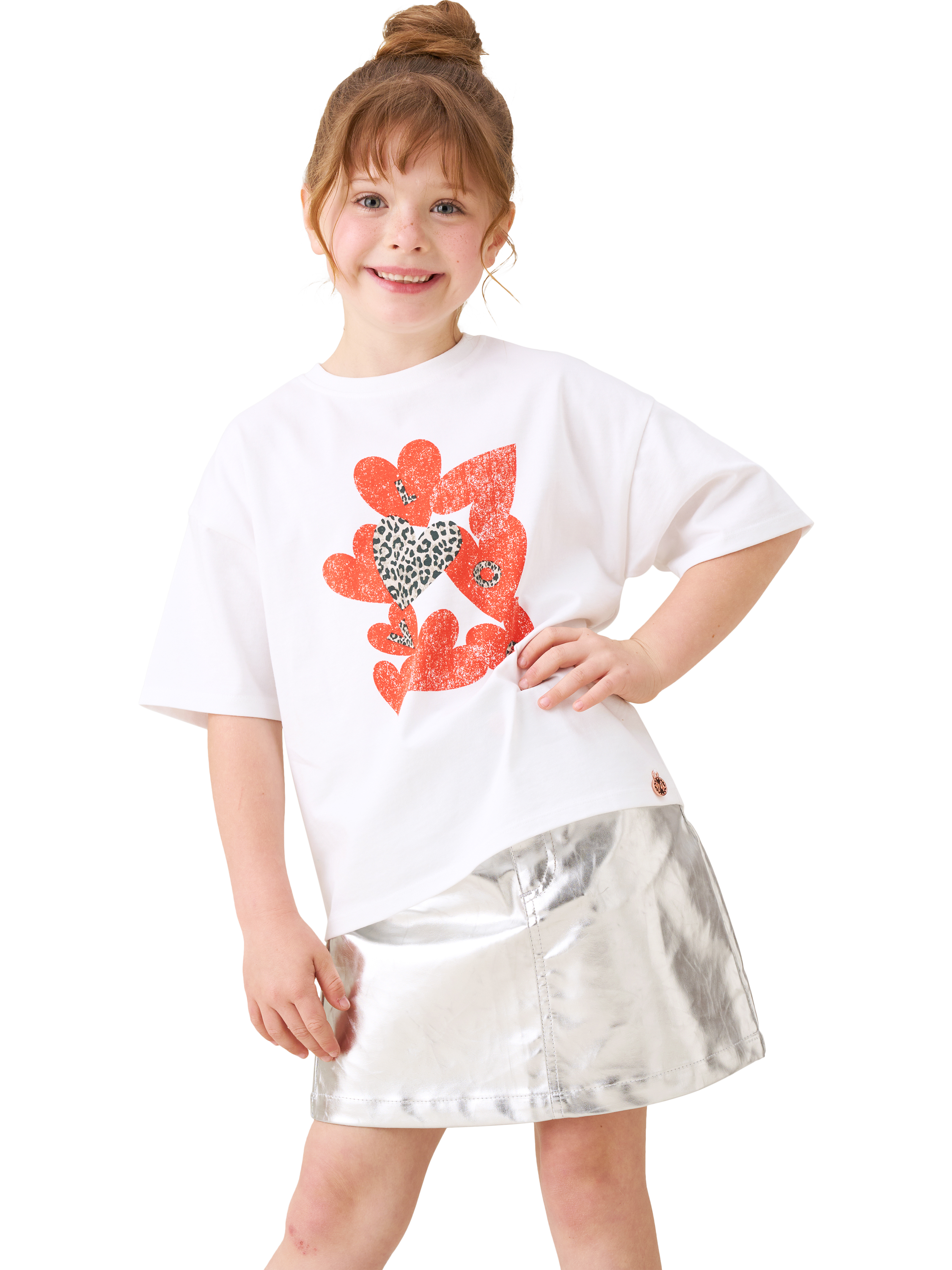 Product image 2 of 6, which shows Angel & Rocket Kids' Metallic Mini Skirt, Silver, 3 years