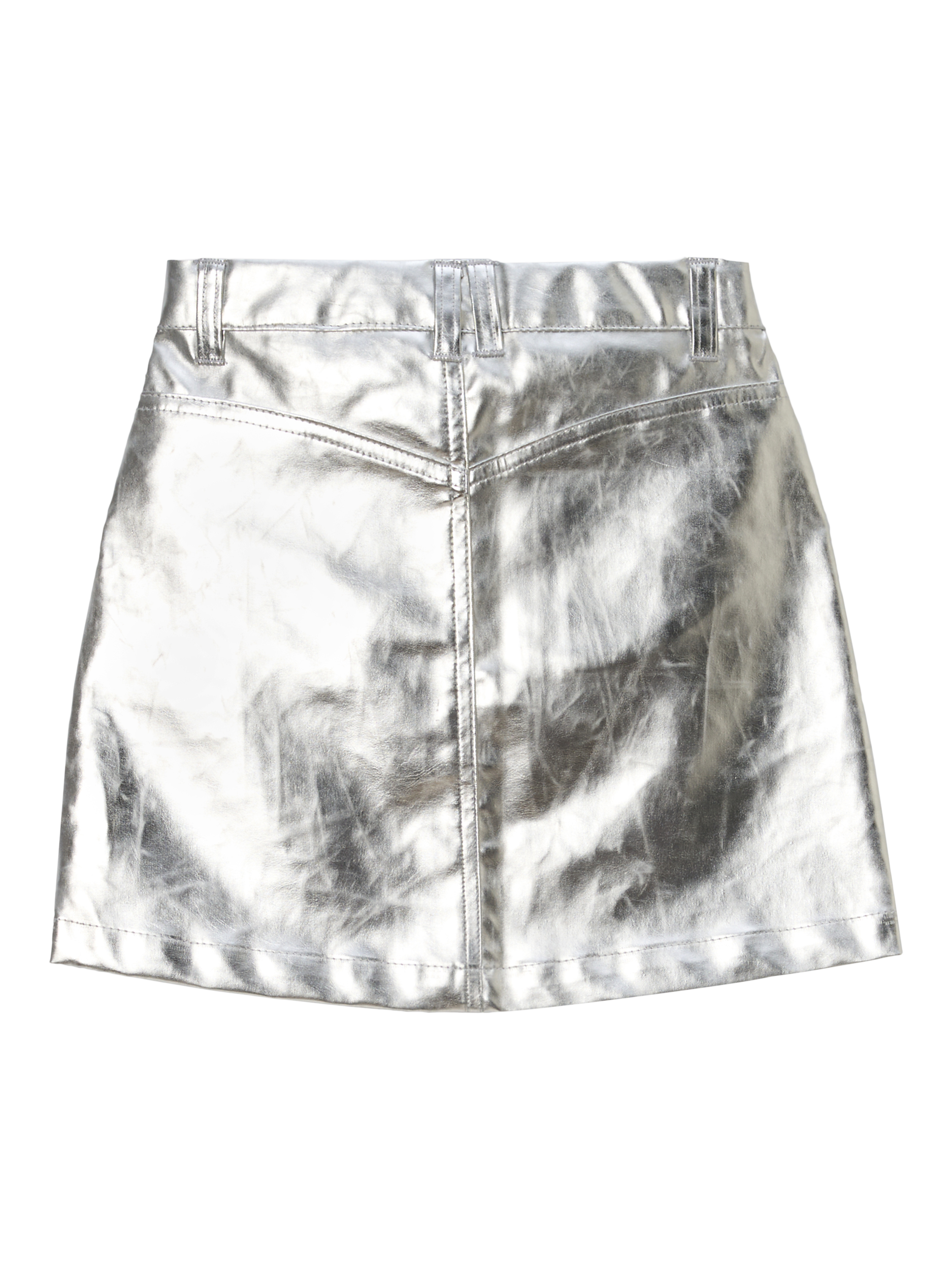 Product image 5 of 6, which shows Angel & Rocket Kids' Metallic Mini Skirt, Silver, 3 years