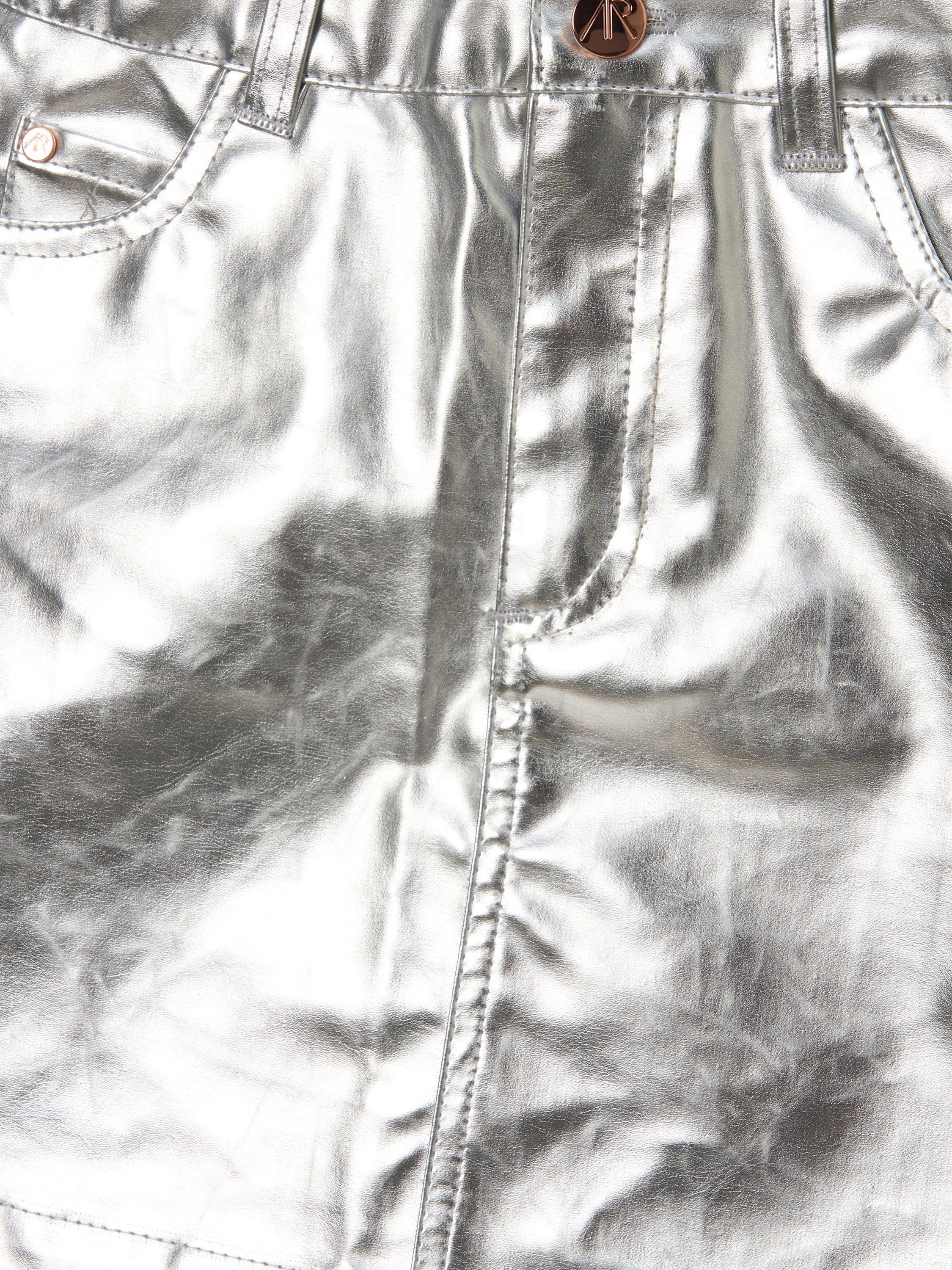 Product image 6 of 6, which shows Angel & Rocket Kids' Metallic Mini Skirt, Silver, 3 years