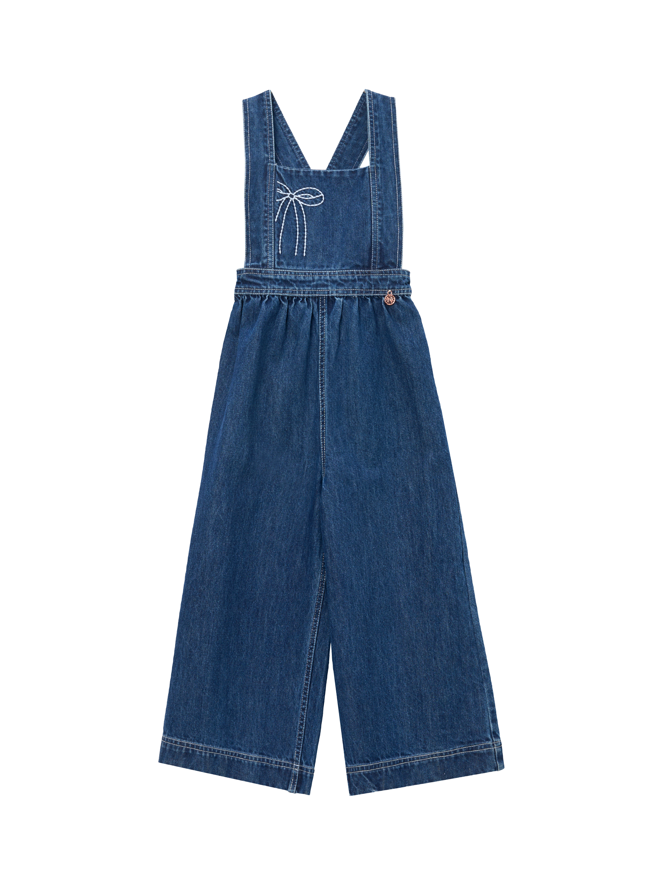 Product image 6 of 8, which shows Angel & Rocket Kids' Denim Dungarees, Blue, 3 years