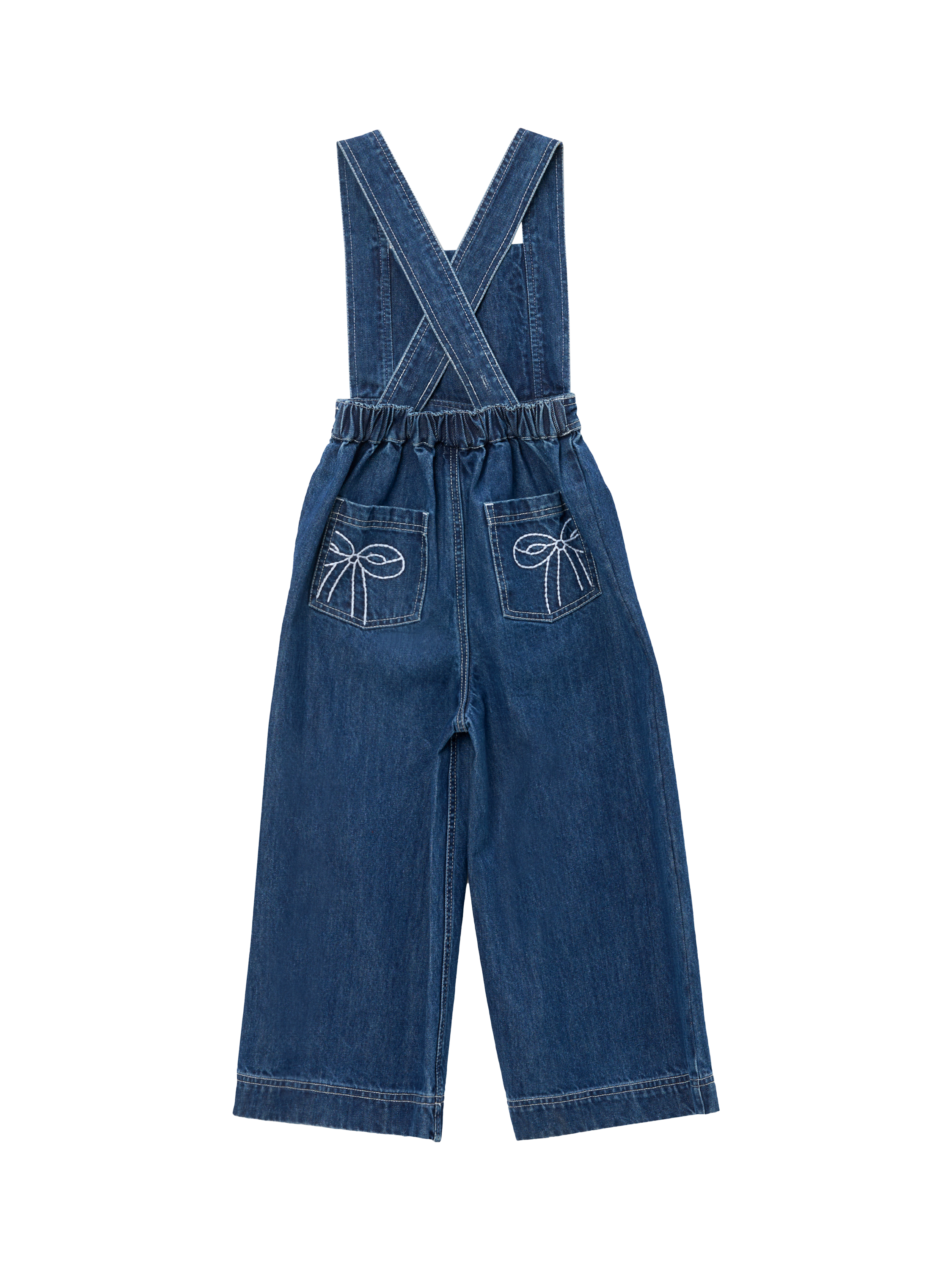 Product image 7 of 8, which shows Angel & Rocket Kids' Denim Dungarees, Blue, 3 years