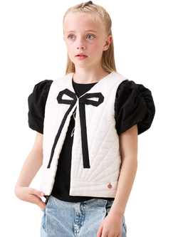 Angel & Rocket Kids' Sunray Quilted Gilet, Ivory - view 2, Ivory