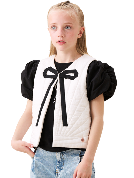 Angel & Rocket Kids' Sunray Quilted Gilet, Ivory - view 2, Ivory