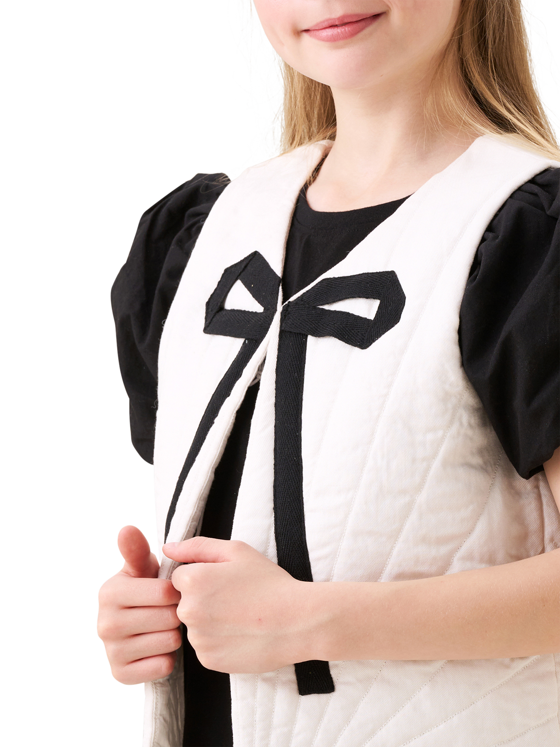 Product image 3 of 6, which shows Angel & Rocket Kids' Sunray Quilted Gilet, Ivory, 3 years