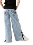 Angel & Rocket Kids' Bow Detail Straight Fit Jeans, Denim