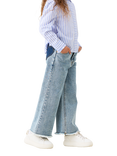 Angel & Rocket Kids' Heart Pocket Wide Leg Jeans, Blue