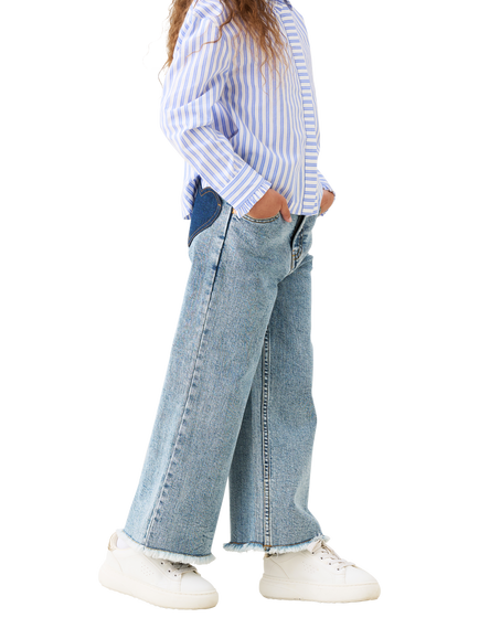 Angel & Rocket Kids' Heart Pocket Wide Leg Jeans, Blue - view 2, Blue