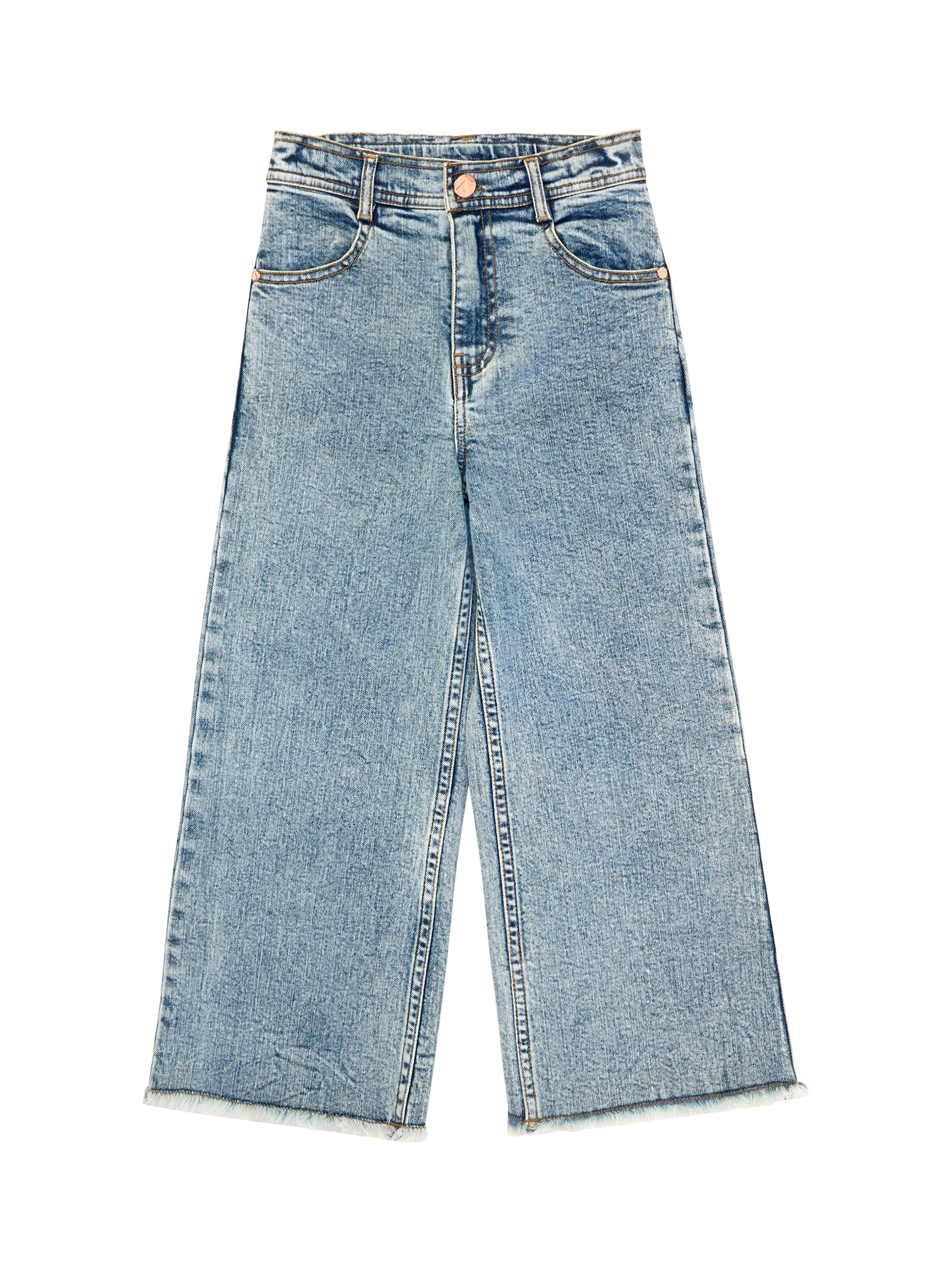 Product image 6 of 8, which shows Angel & Rocket Kids' Heart Pocket Wide Leg Jeans, Blue, 3 years