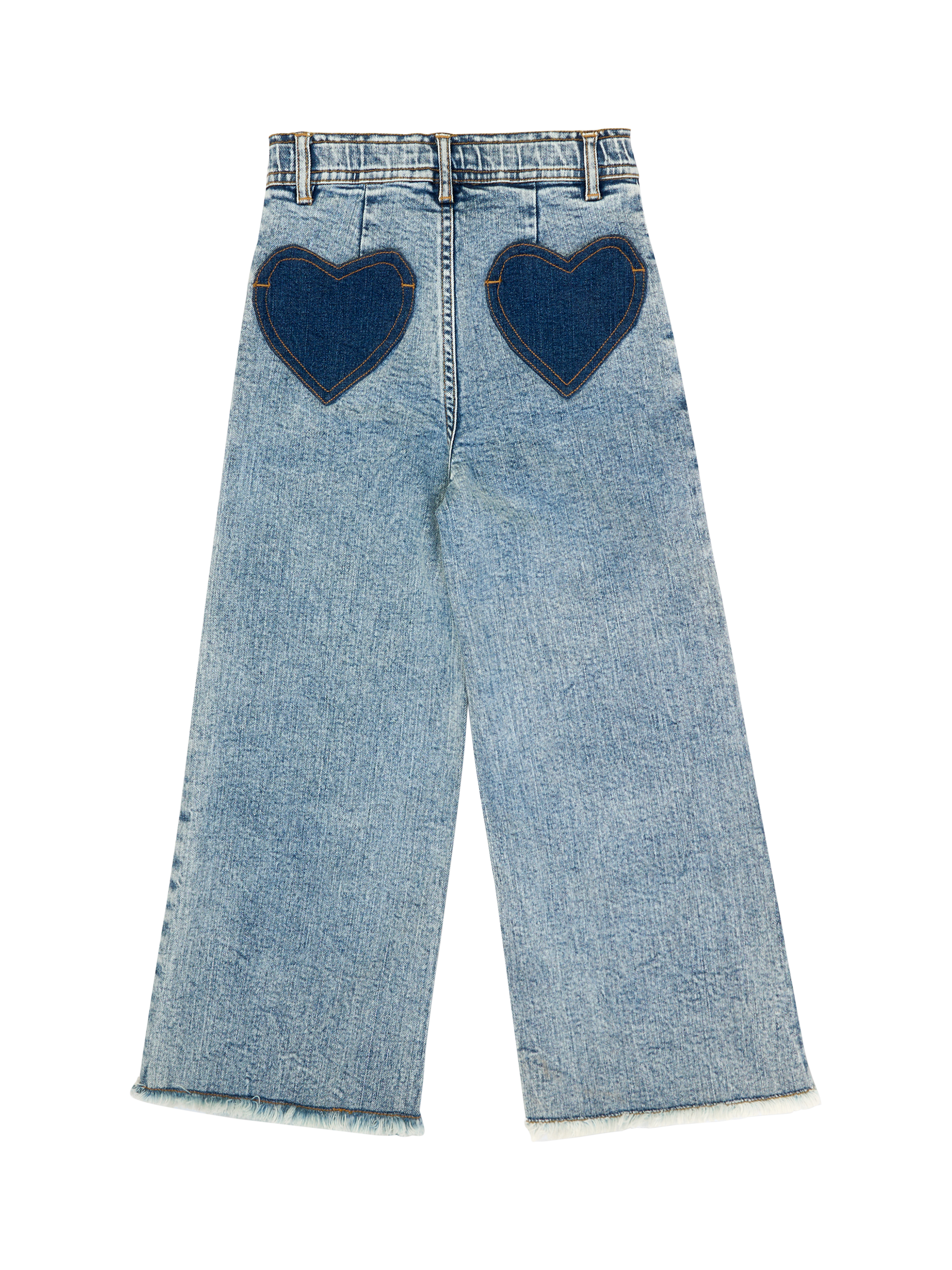 Product image 7 of 8, which shows Angel & Rocket Kids' Heart Pocket Wide Leg Jeans, Blue, 3 years