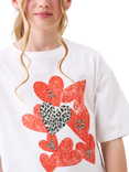 Angel & Rocket Kids' Cotton Heart Print Boxy T-Shirt, White