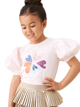 Angel & Rocket Kids' Sequin Embroidered Puff Sleeve T-Shirt, Pink