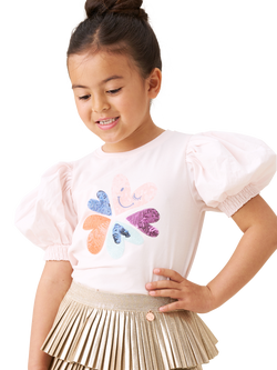 Angel & Rocket Kids' Sequin Embroidered Puff Sleeve T-Shirt, Pink, Pink
