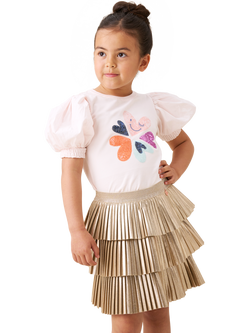 Angel & Rocket Kids' Sequin Embroidered Puff Sleeve T-Shirt, Pink - view 2, Pink