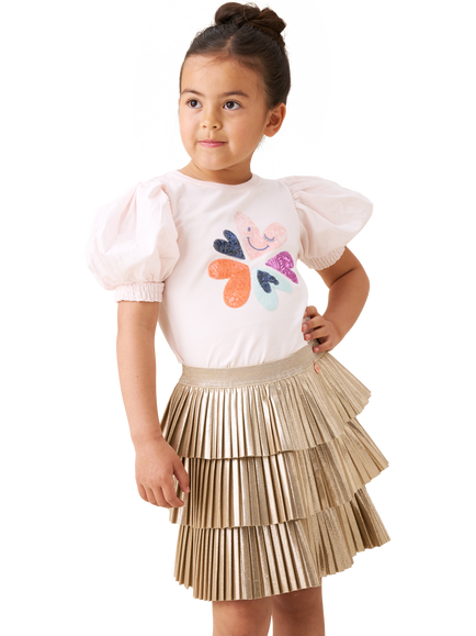 Angel & Rocket Kids' Sequin Embroidered Puff Sleeve T-Shirt, Pink - view 2, Pink