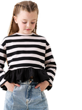 Angel & Rocket Kids' Stripe Peplum T-Shirt, Black