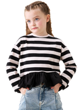 Angel & Rocket Kids' Stripe Peplum T-Shirt, Black