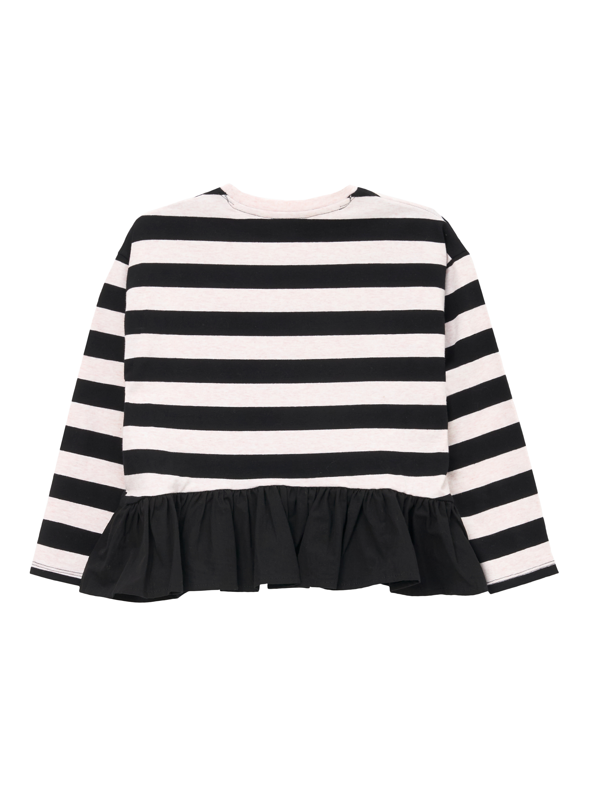 Product image 5 of 6, which shows Angel & Rocket Kids' Stripe Peplum T-Shirt, Black, 3-4 years