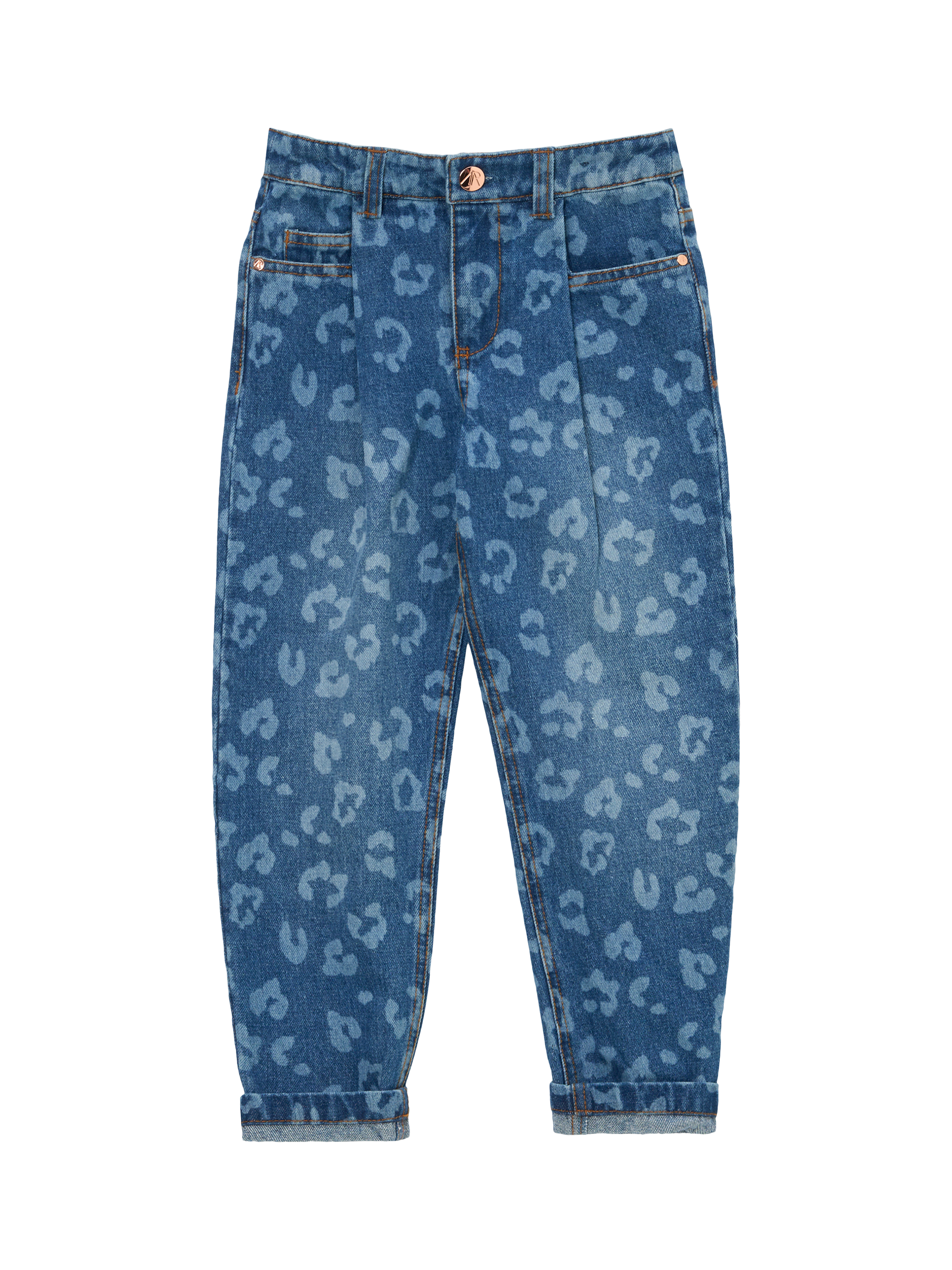 Product image 5 of 7, which shows Angel & Rocket Kids' Leo Barrel Leg Jeans, Blue, 3 years