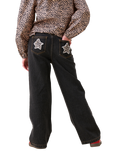 Angel & Rocket Kids' Star Wide Leg Jeans, Black